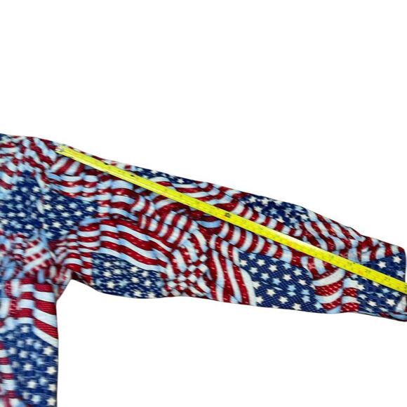 VTG Andrew McMullan USA Flag Button Down Shirt Men’s M 100% Cotton Americana - Picture 10 of 12